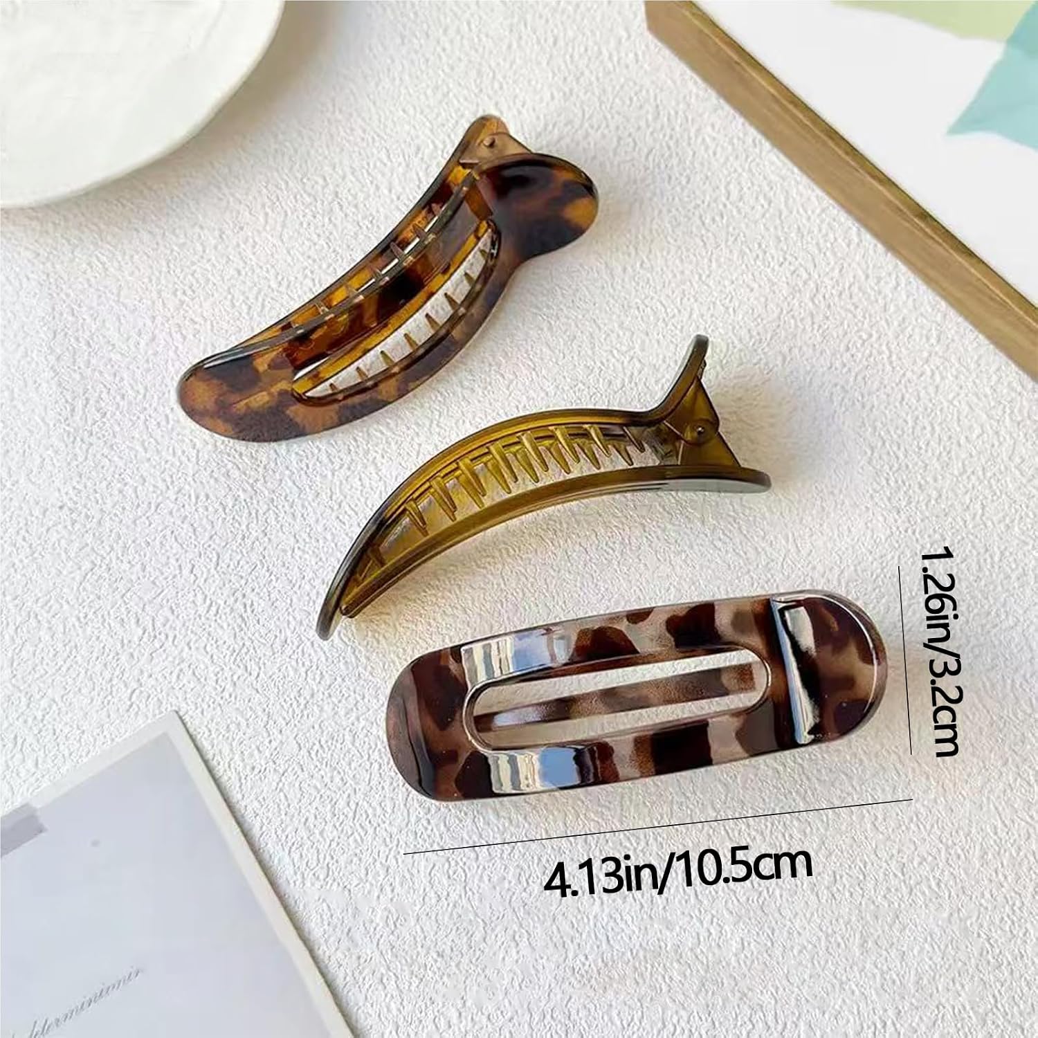 3 Pack Flat Hair Clips For Women Leopard Non-Slip Comfort Hair Clips For Thick & Thin Hair Styling Accessories