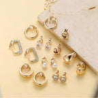 13 Pairs Clip on Earrings for Women 14K Gold Silver Plated Chunky Hoop Clip Earrings CZ Pearl Knot Twist Tube Waterdrop Croissant Non Pierced Hoop and Studs Fake Earring Jewelry Set