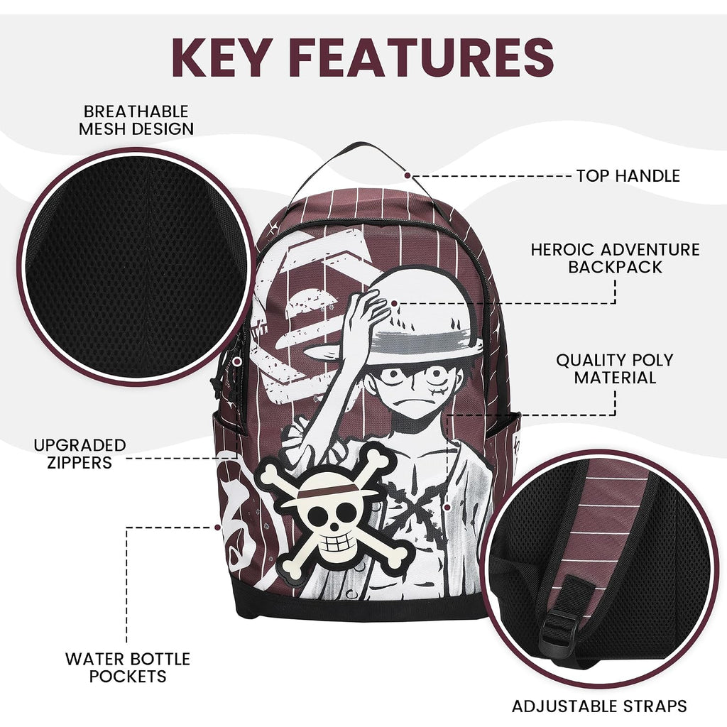 Bioworld One Piece Luffy Character Art 18.5” Adult Brown Backpack