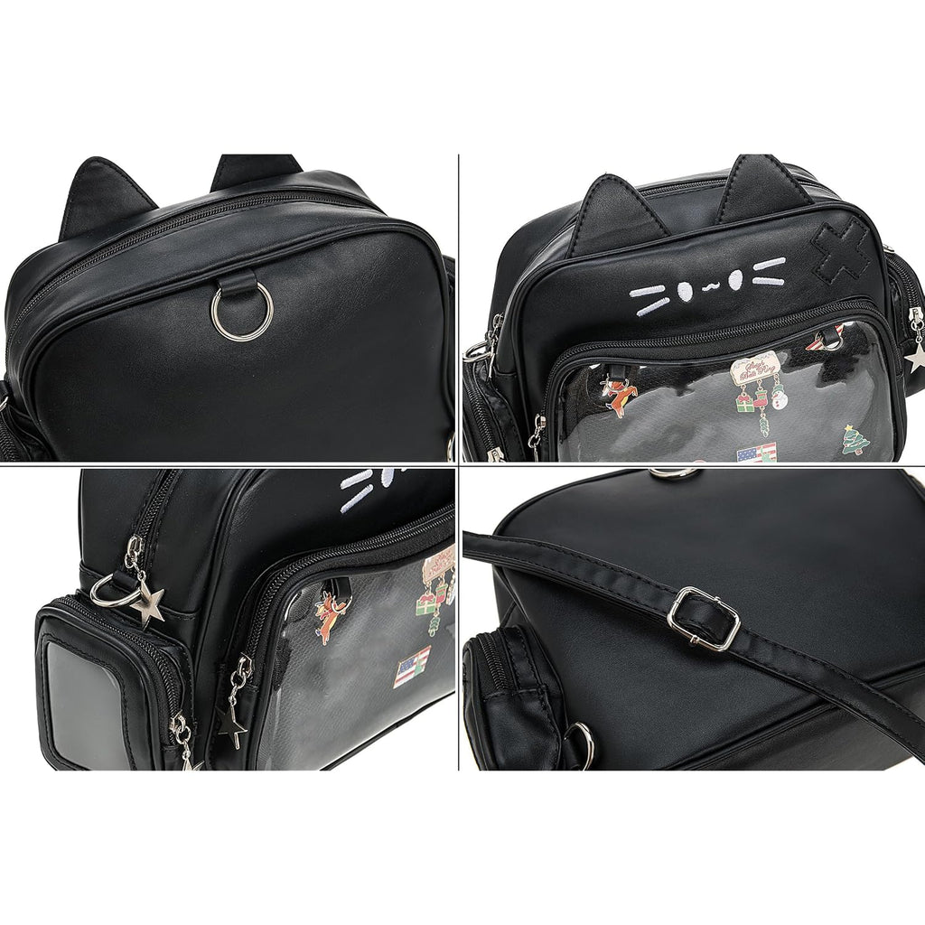 Kawaii Cat Ita Bag Crossbody Shoulder Backpack With Insert Pin Display | Protect Dolls & Enamel Pins, For Daily Trips And Kpop Concert Outings