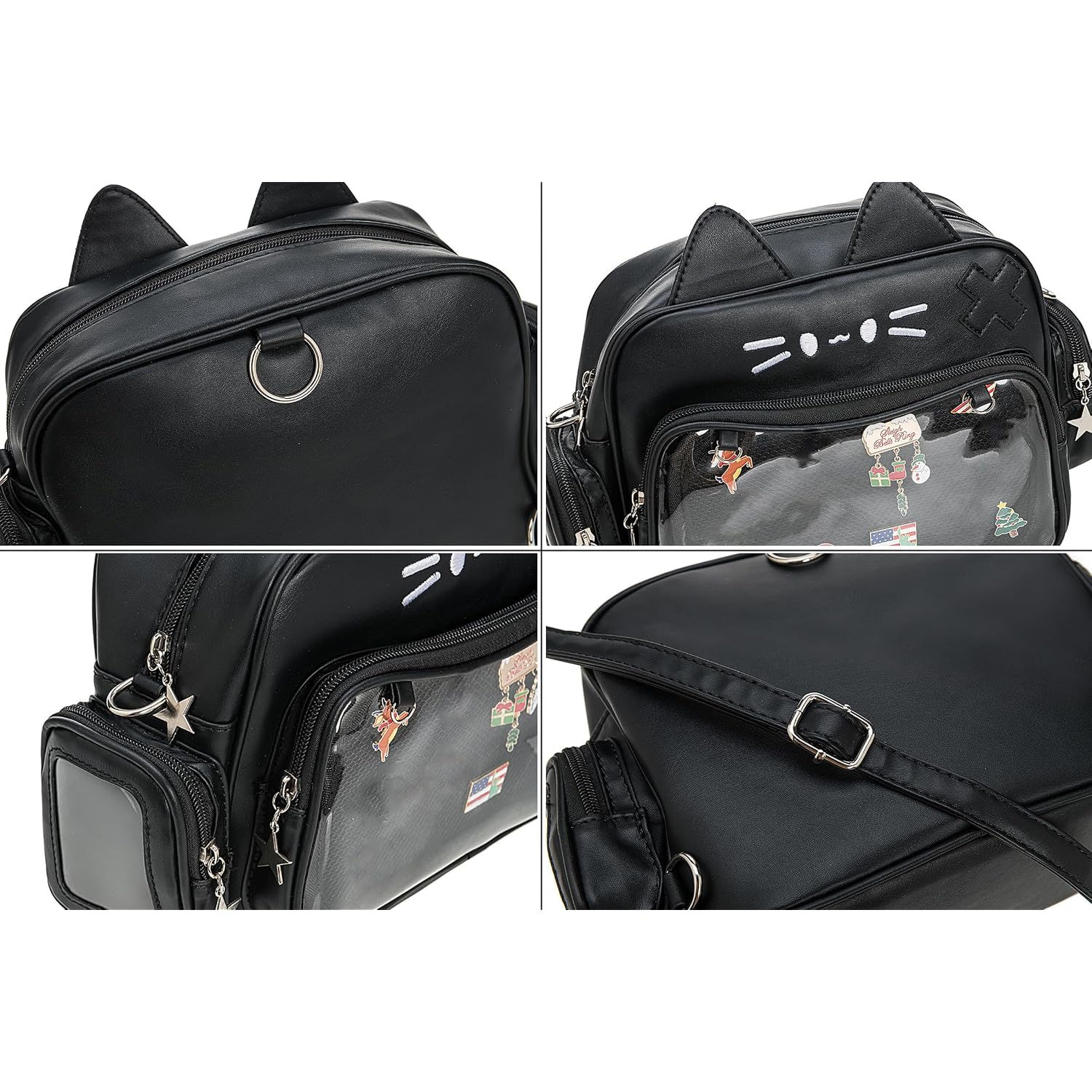 Kawaii Cat Ita Bag Crossbody Shoulder Backpack With Insert Pin Display | Protect Dolls & Enamel Pins, For Daily Trips And Kpop Concert Outings