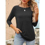 Women 3/4 Length Sleeve Tops 2026 Summer Tshirts Boat Neck Tunic Shirt Basic Tee Blouse Fall Travel Outfits Clothes