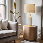 Usumkky 25" Table Lamps Set Of 2 - Modern Bedside Lamps For Living Room - White Washed Ceramic Nightstand Lamps For Bedroom