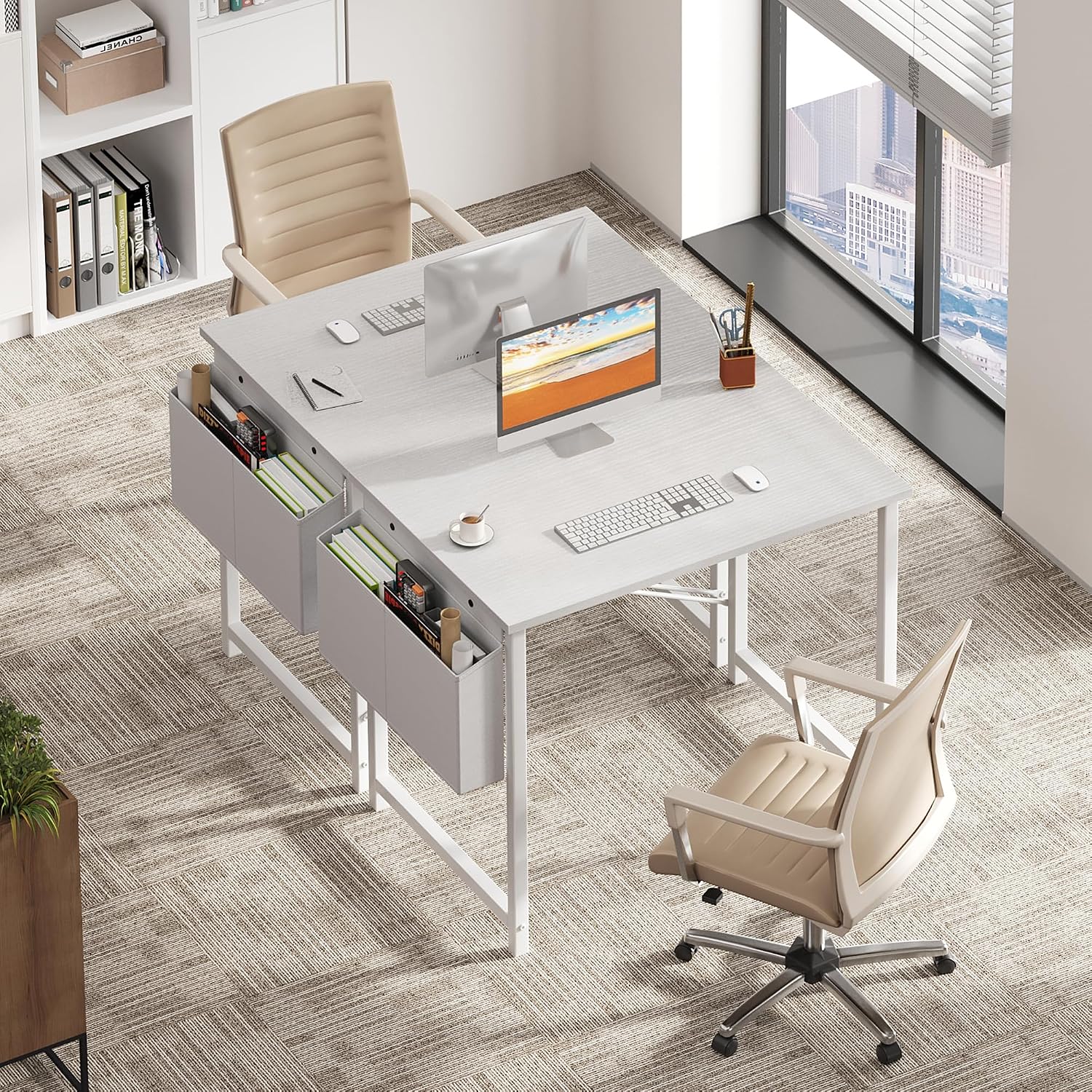 Olixis Small Computer Desk, 31 Inch Gaming Desks For Home Office | Writing Study Craft Work Table, Computer Workstation For Bedroom Small Spaces With Storage Bag, All White