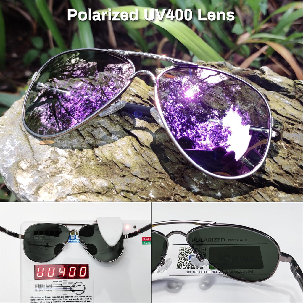 ROCKNIGHT Polarized Aviator Sunglasses for Men Women Metal Flat Top Sunglasses lightweight Driving UV400 Outdoor 58mm