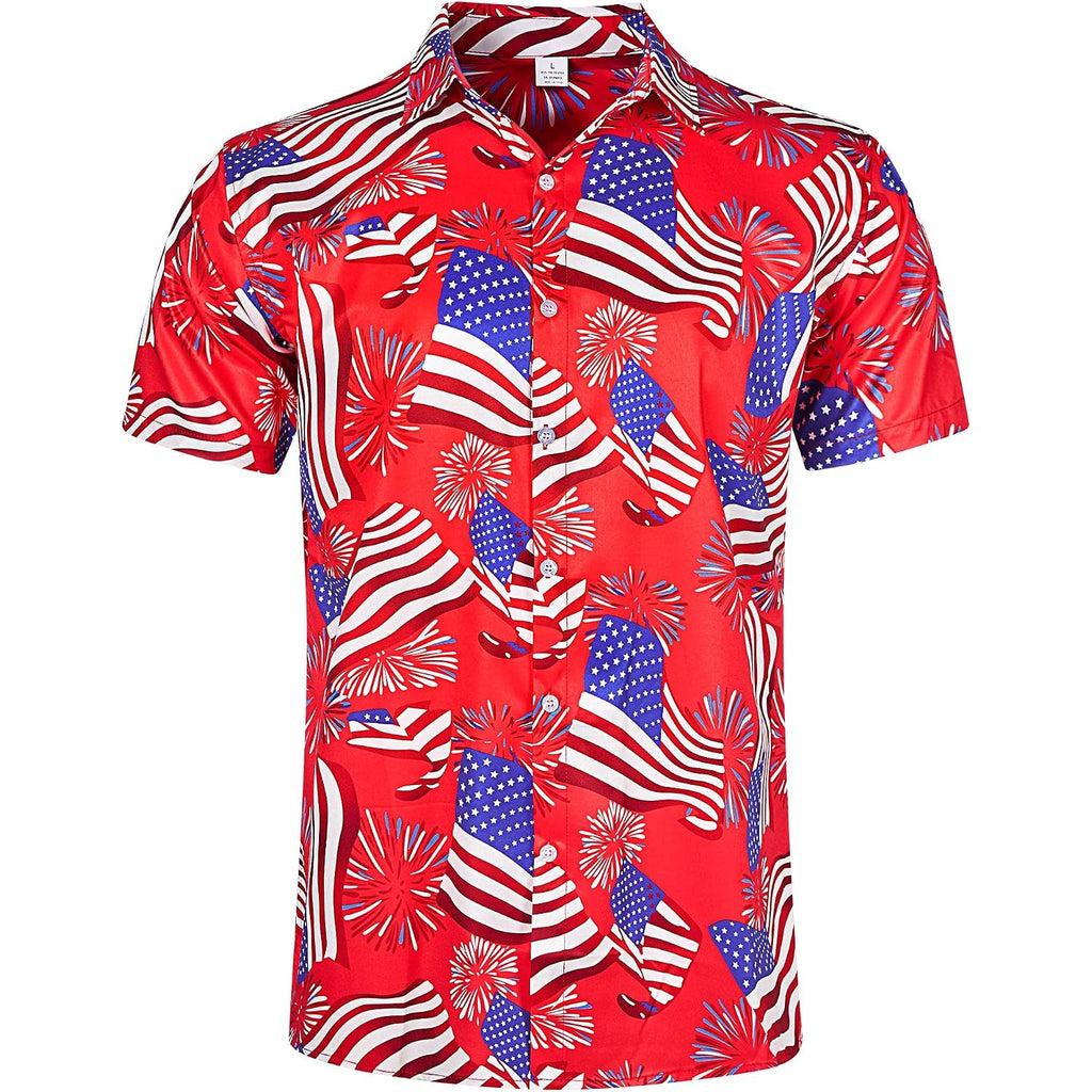 Fanient Mens Hawaiian Shirt Summer 3D Print Casual Short Sleeve Button Down Graphic Aloha Dress Shirts