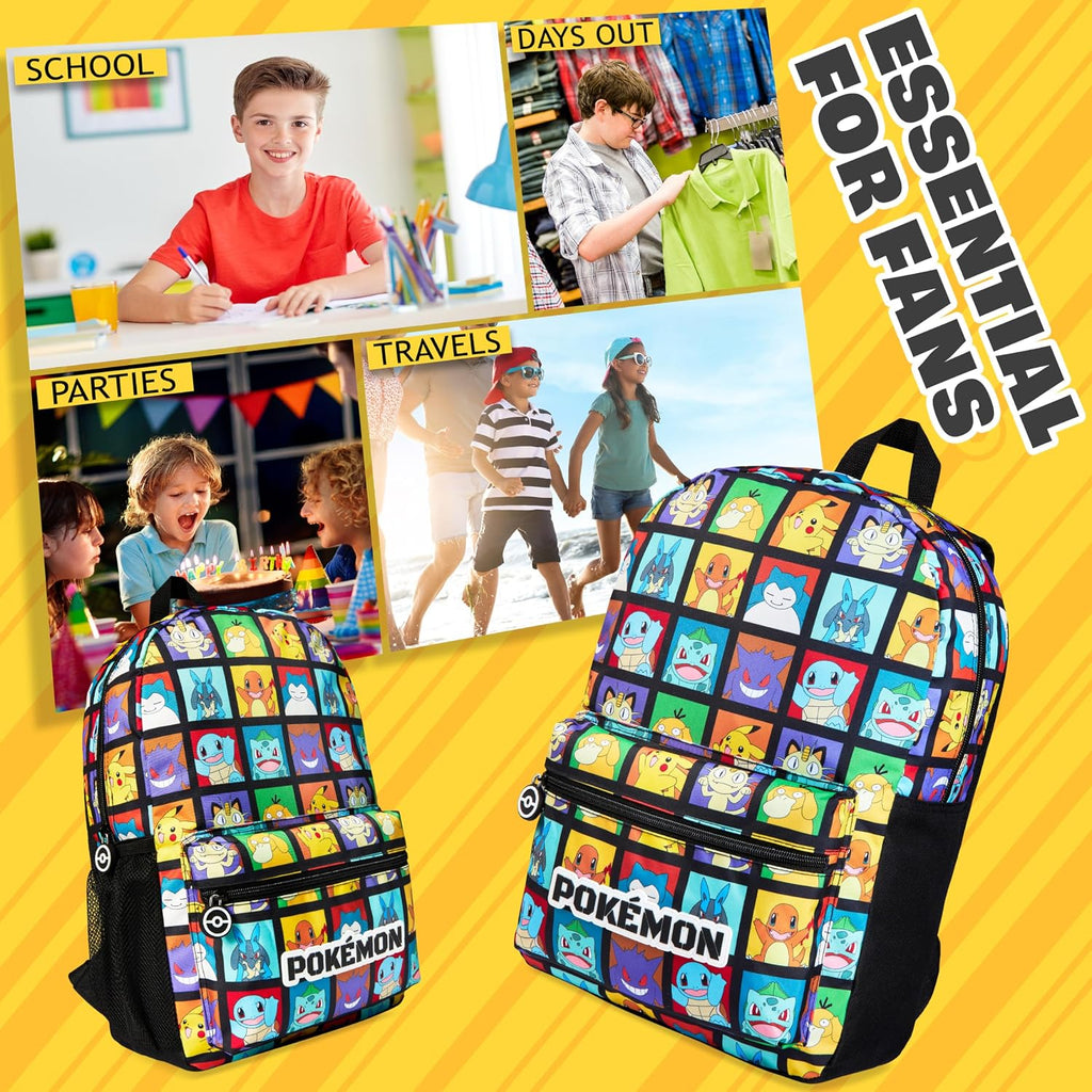 Pokemon Backpack For Kids Teens Pikachu Anime School Bag Daypack Backpacks For Daycare Sports School Supplies Gifts For Kids (Multi)
