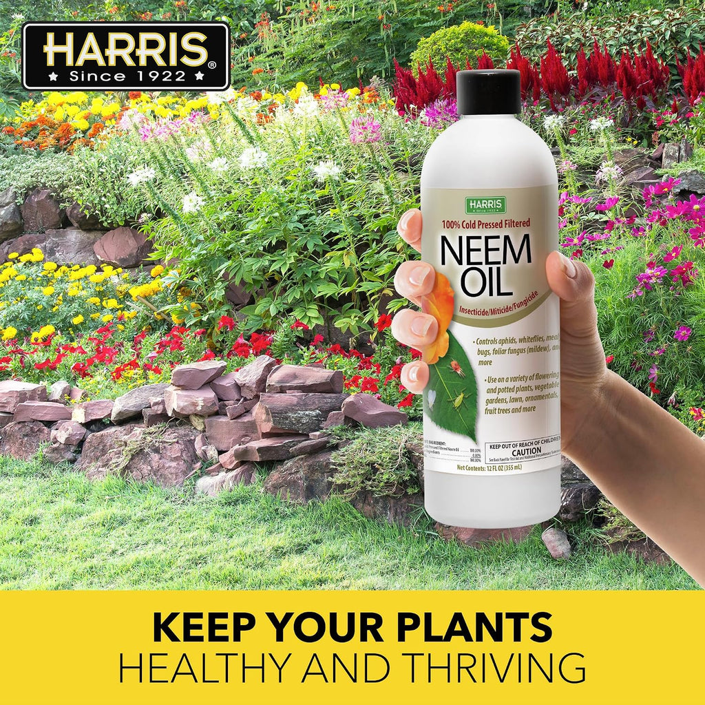 Harris Concentrated Neem Oil 100% Cold Pressed Filtered Oil Insecticide/Miticide/Fungicide, 12 Oz Concentrate