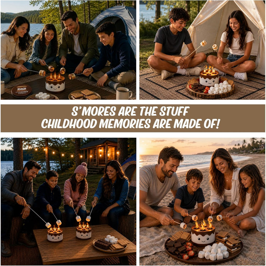 The S'Mores Company - Portable Fire Pit, Mini Tabletop Campfire (2-Pack) | Smores Soy Wax Firepit, Food Safe For Roasting Marshmallows, Bonfire Smores Maker, 3+ Hours Of Burn Time, Camping Stove