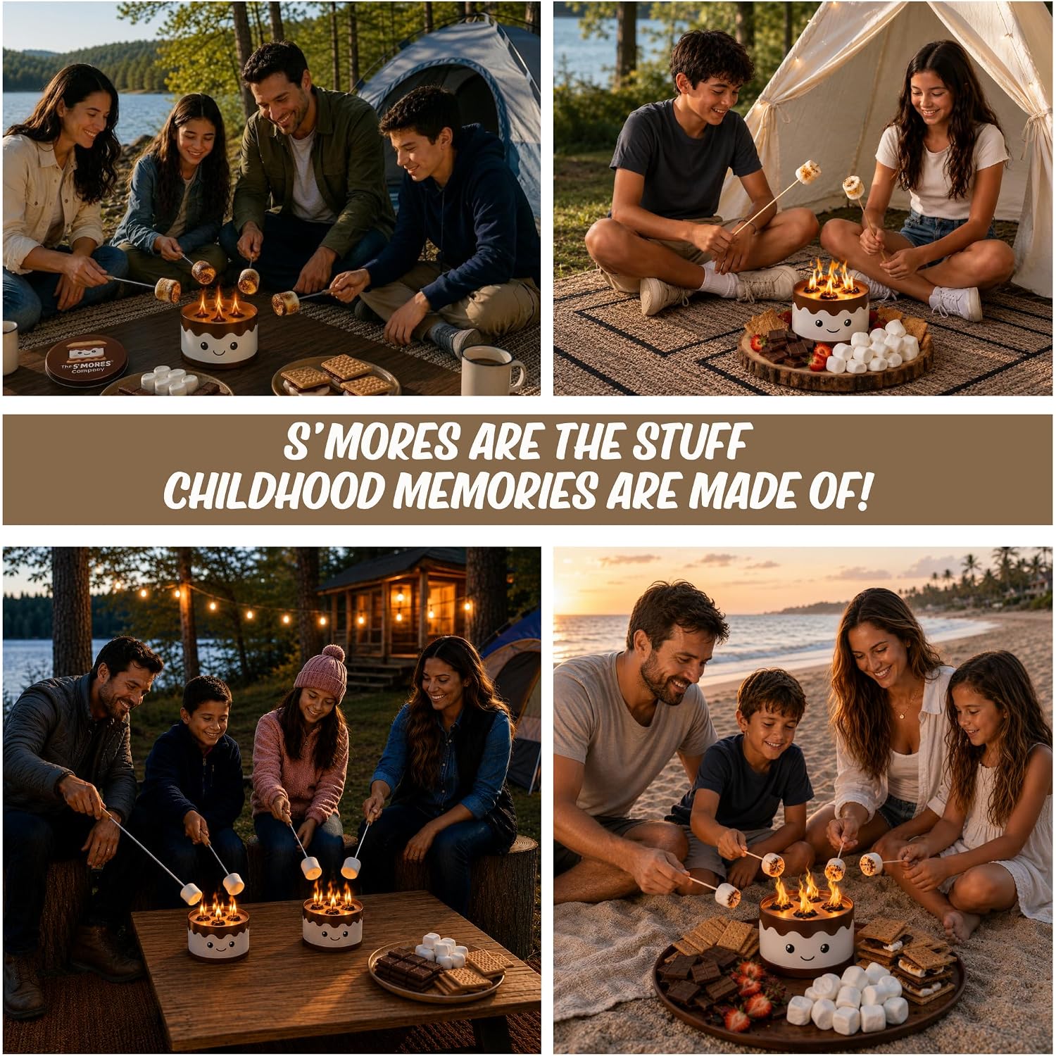 The S'Mores Company - Portable Fire Pit, Mini Tabletop Campfire (2-Pack) | Smores Soy Wax Firepit, Food Safe For Roasting Marshmallows, Bonfire Smores Maker, 3+ Hours Of Burn Time, Camping Stove