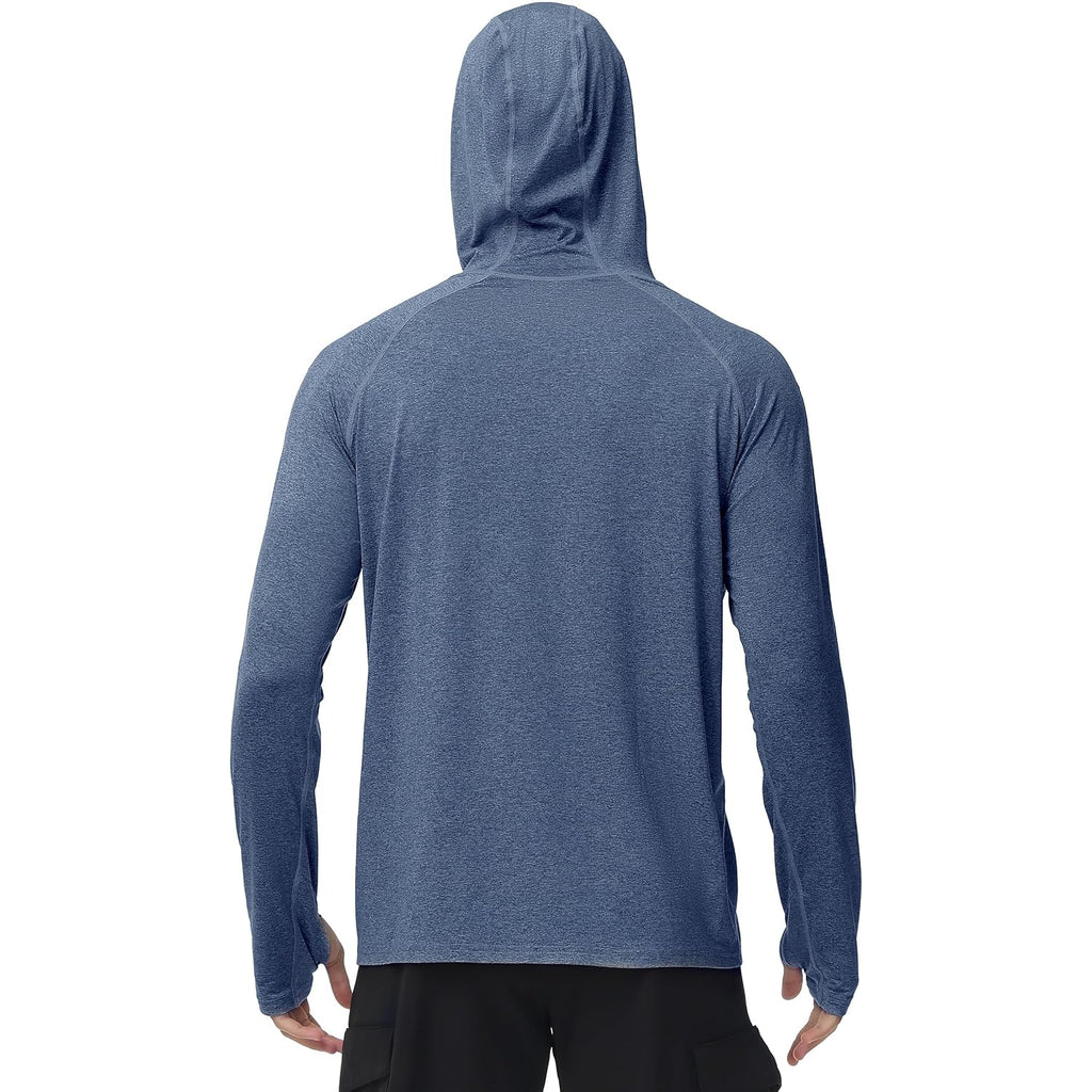 Roadbox Mens Upf 50+ Fishing Shirts, Long Sleeve Uv Sun Hoodie, Hiking Running Swim Athletic Workout Shirt