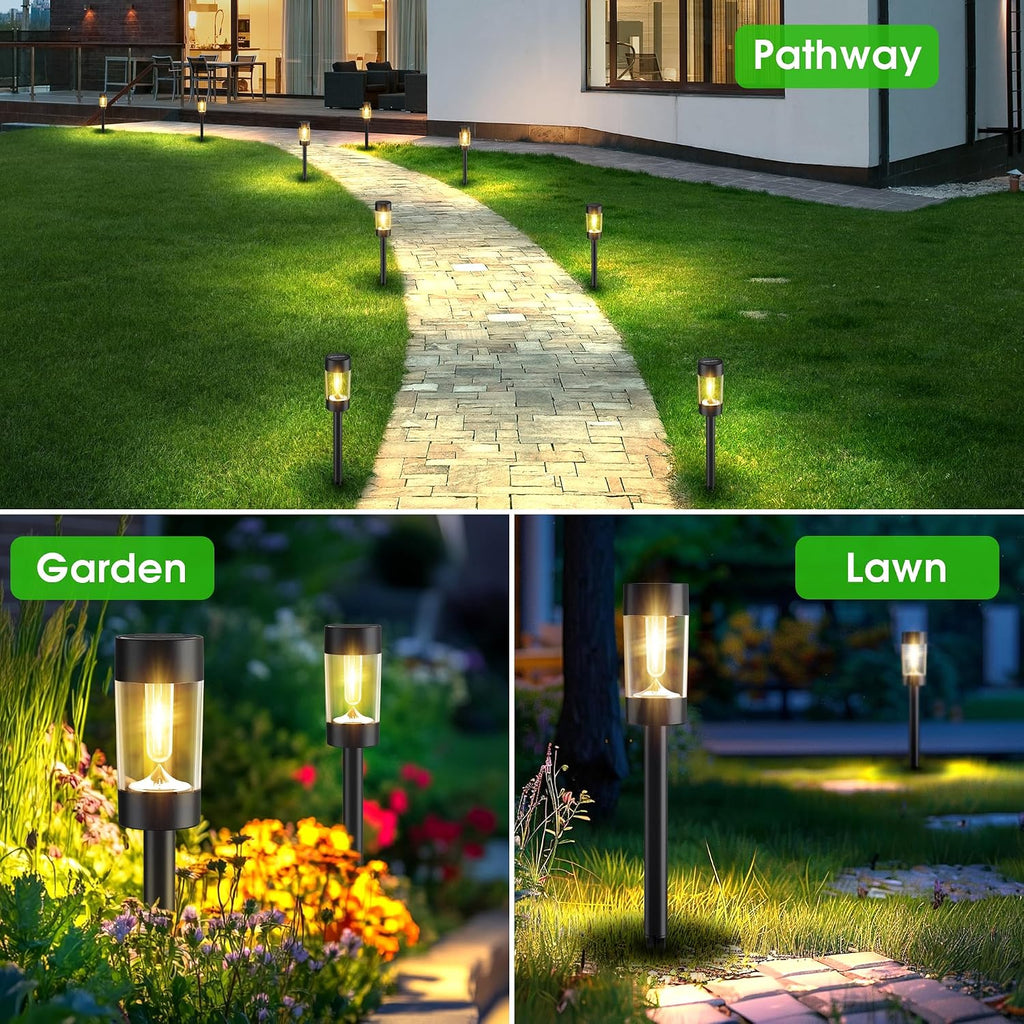 Solar Lights Outdoor, 12 Pack Waterproof Solar Landscape Lighting For Pathway Garden Yard Path Walkway Driveway Lawn Patio Outside Decor, Warm White