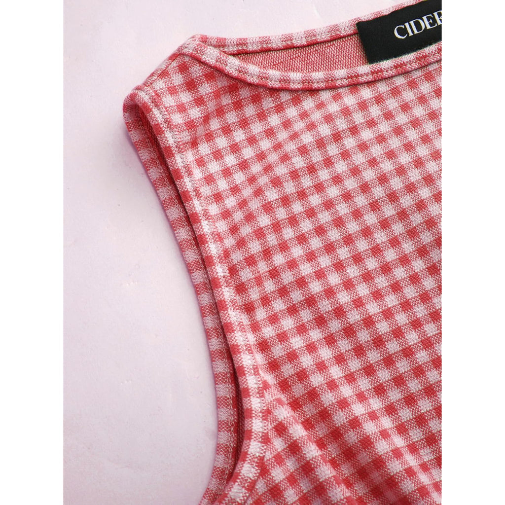 Cider Gingham Tops For Women Plaid Going Out Tops Sleeveless Cute Tank Bow Summer Shirt
