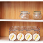 Plastic Stackable Bottle Storage Holder Rack Holds 16 Bottles,Free-Standing Water Bottle/Wine And Drink Organizer Shelf For Kitchen Cabinet,Fridge,Countertop,Pantry,Freezer,4 Packx4 Bottles,Clear