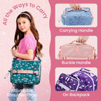 Bentgo Prints Kids Lunch Bag - Double-Insulated, Reusable, For Kids 3+, Adjustable Strap; Holds Kids Lunch Box/Water Bottle; Easy-Clean, Water-Resistant, Pockets (Glitter - Petal Pink)
