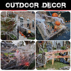Zpisf 1400 Sqft Halloween Spider Webs Decorations With 150 Extra Fake Spiders, Super Stretchy Cobwebs For Halloween Decor Indoor And Outdoor