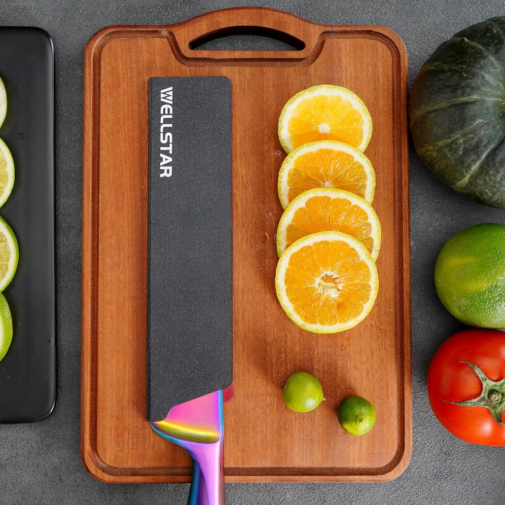 WELLSTAR Knife Edge Guards 8 Inch, Universal Blade Covers, BPA Free ABS Protective Blade Sheaths, Non-Scratch Felt Lining Kitchen Knives Covers (Knives not included)