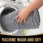 OLANLY Thick Bathroom Rugs 30x20, Extra Soft Absorbent Chenille Bath Rugs, Rubber Backing, Machine Wash Dry, Bath Mats for Bathroom Floor, Tub and Shower, Home Decor Accessories, Grey