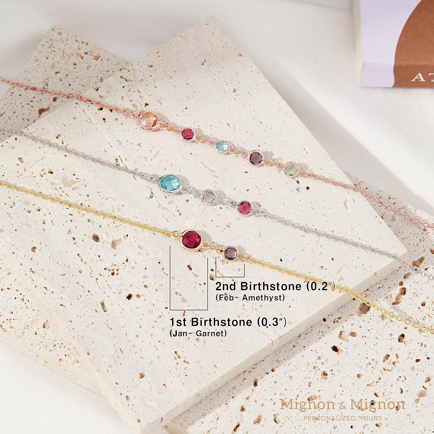 MignonandMignon Birthstone Necklace for Mom Grandma | Custom Family Birthstone Jewelry for Women | Up to 6 Stones Mothers Day Birthday Gift for Her