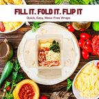 The Flipwrap Tortilla Wrap Maker Kit | Ultimate Wrap Builder For 7" And 10" Tortillas | Tortilla Maker For Burritos And Quesadillas | Perfect For Kid'S Lunches | Tamper Cutter And Storage Box Included