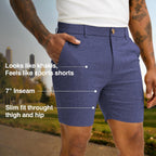Comdecevis Men'S Slim Fit 7" Inseam Chino Shorts - Stretch Skinny Dress Shorts For Work Casual