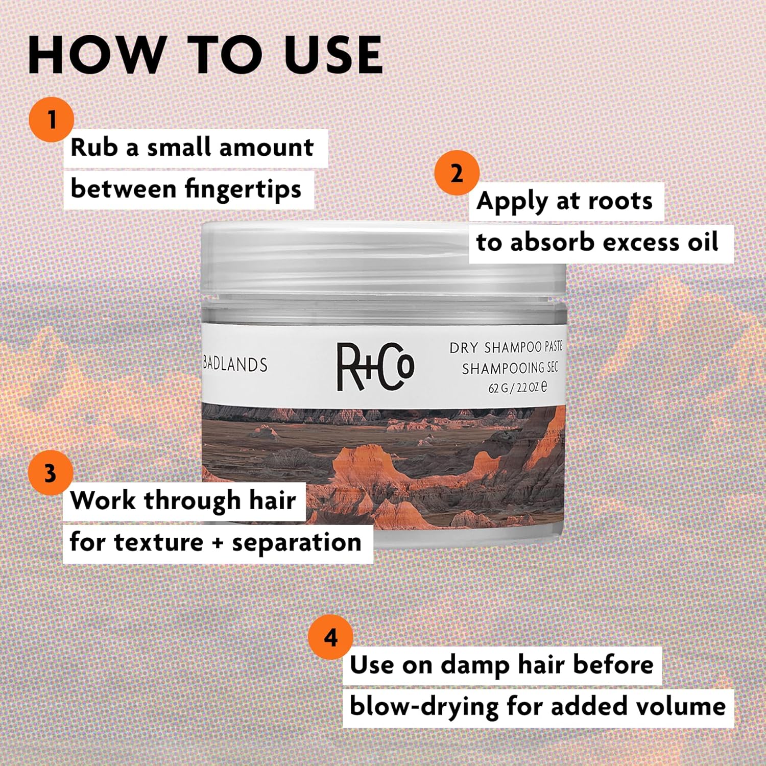 R+Co Badlands Dry Shampoo Paste | Part Dry Shampoo, Part Styling Paste | Adds Texture, Absorbs Oil, Matte Finish