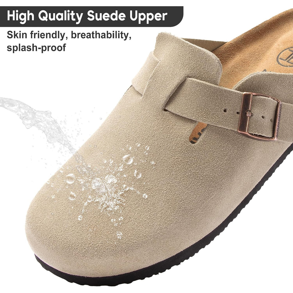 Women'S Suede Clogs Men'S Slip-On Mules Non-Slip Potato Shoes Arch Support Sandals With Adjustable Buckle For Indoor & Outdoor Use