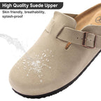 Women'S Suede Clogs Men'S Slip-On Mules Non-Slip Potato Shoes Arch Support Sandals With Adjustable Buckle For Indoor & Outdoor Use