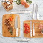 Farberware 15-Piece Knife Block Set, Triple-Riveted High-Carbon Stainless Steel Kitchen Knives, Razor Sharp Blades, Wood Storage Block, White/Gold