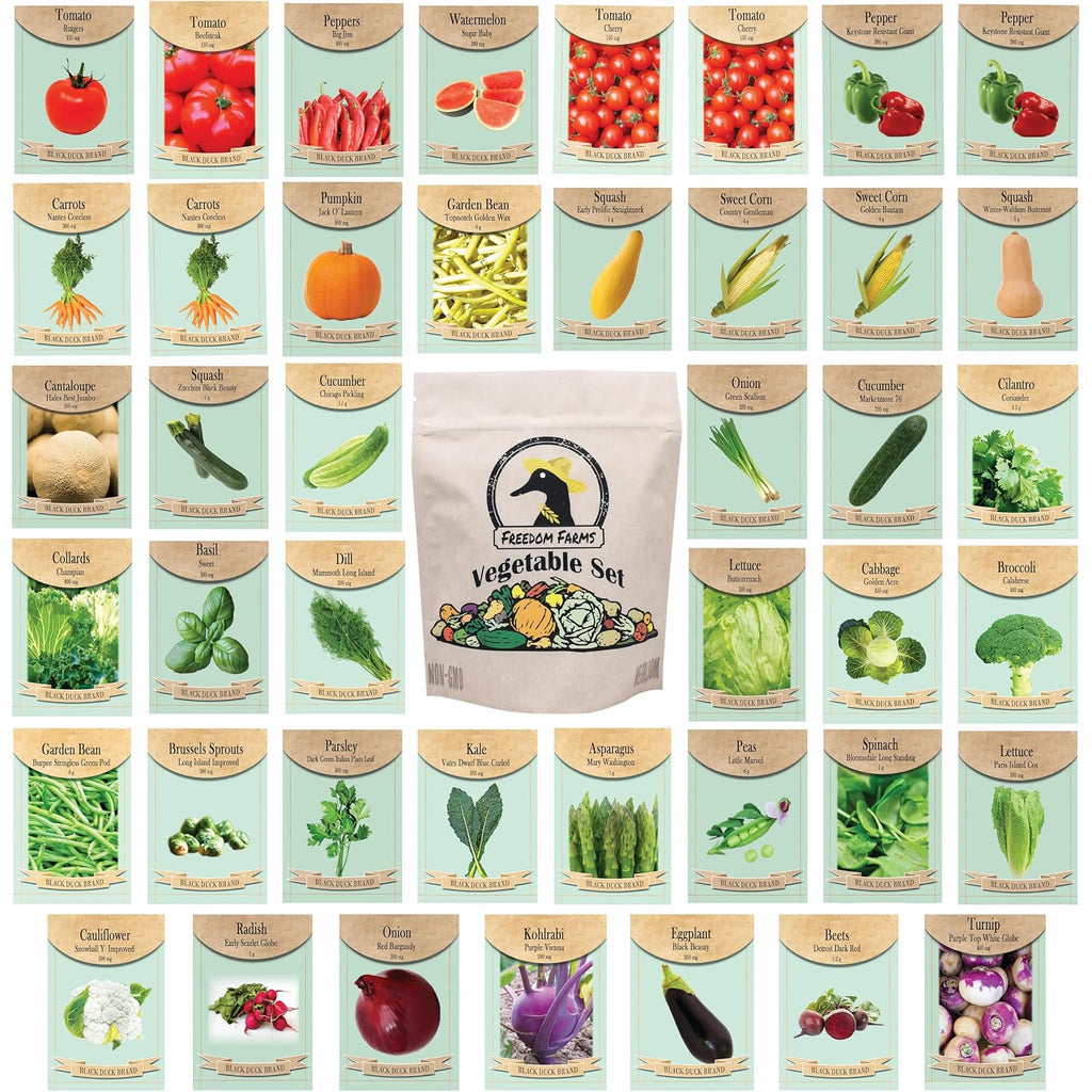 Set Of 43 Assorted Vegetable & Herb Seed Packets - Over 10,000 Seeds! - Includes Mylar Storage Bag - Deluxe Garden Heirloom Seeds - 100% Non-Gmo