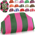 Mahjong Tile Bag Woven Clutch Purses For Women Woven Striped Dumpling Bag Summer Beach Evening Handbag For Mahjong Tile Vacation Supplies(Pink And Green,Thick Lines)