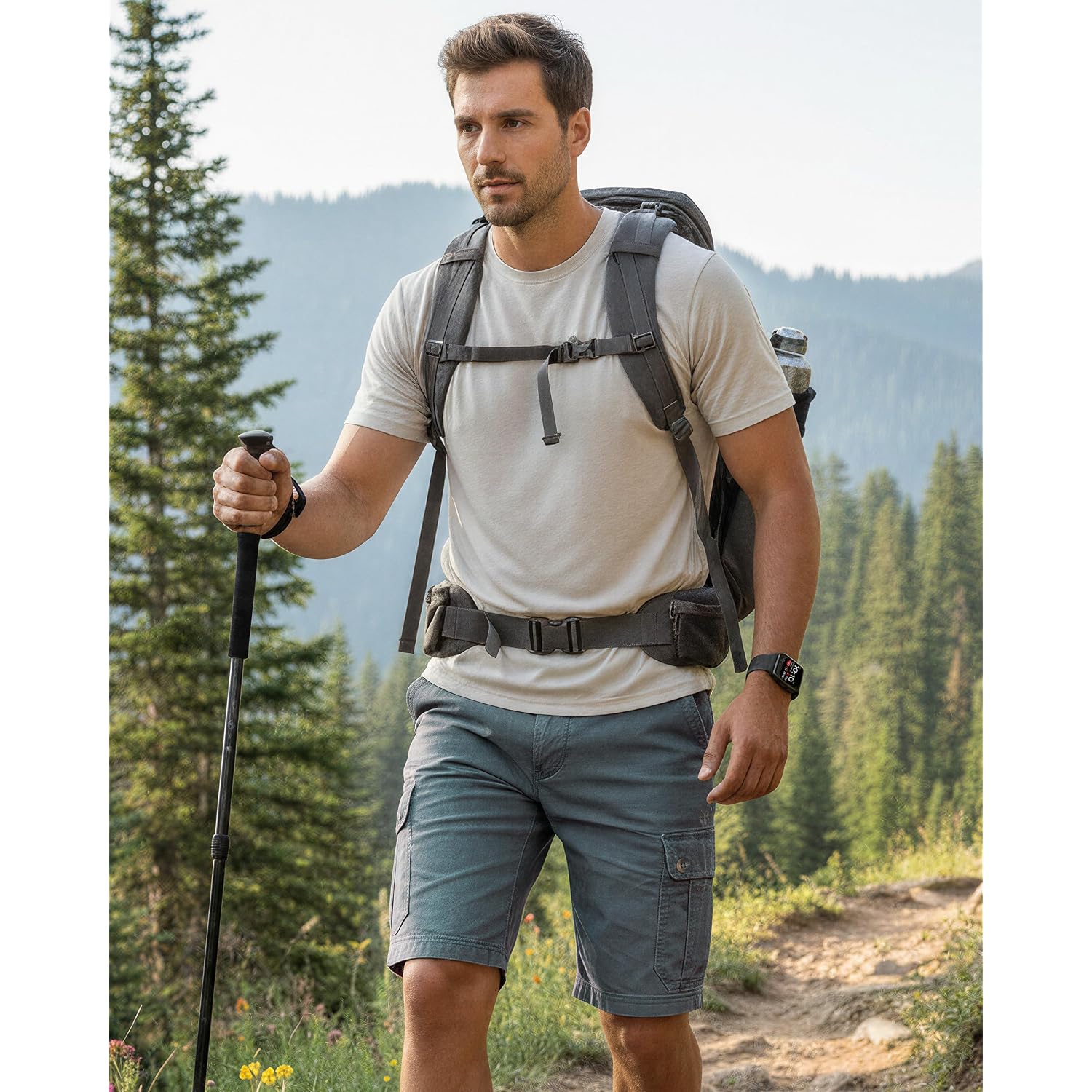 Ny Threads 100% Cotton Stretch Men Casual Cargo Shorts Relaxed Fit