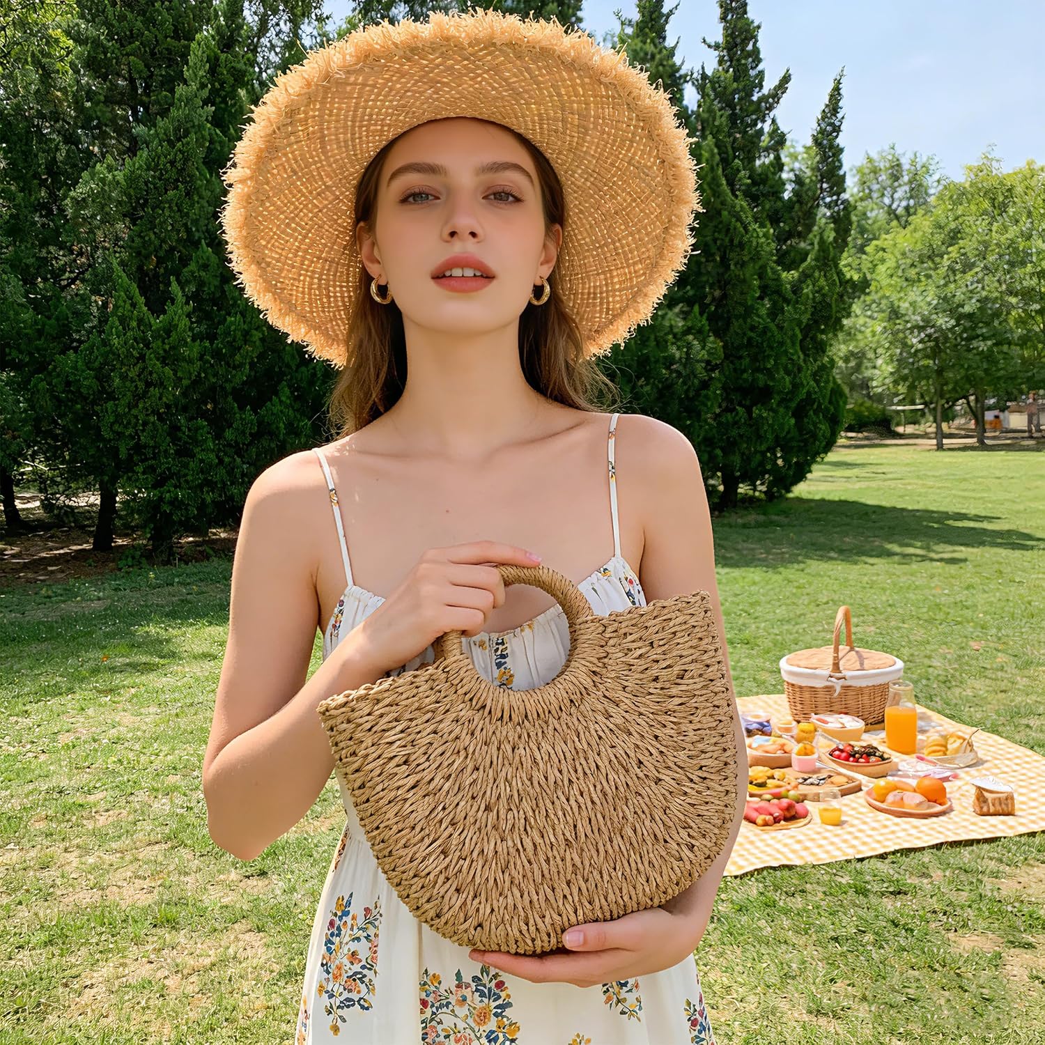 Summer Straw Beach Tote Bag For Women,Crossbody Bags Boho Purse,Handmade Straw Rattan Woven Handbag For Travel 2026