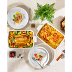 MALACASA 4.4 QT Baking Dish, 9x13 Large Casserole Dish for Oven, Ceramic Baking Pan, Rectangular Lasagna Pan Deep with Handles for Baking, Durable Microwave Oven Safe, Wedding Gift,White, Series BAKE-BAKE
