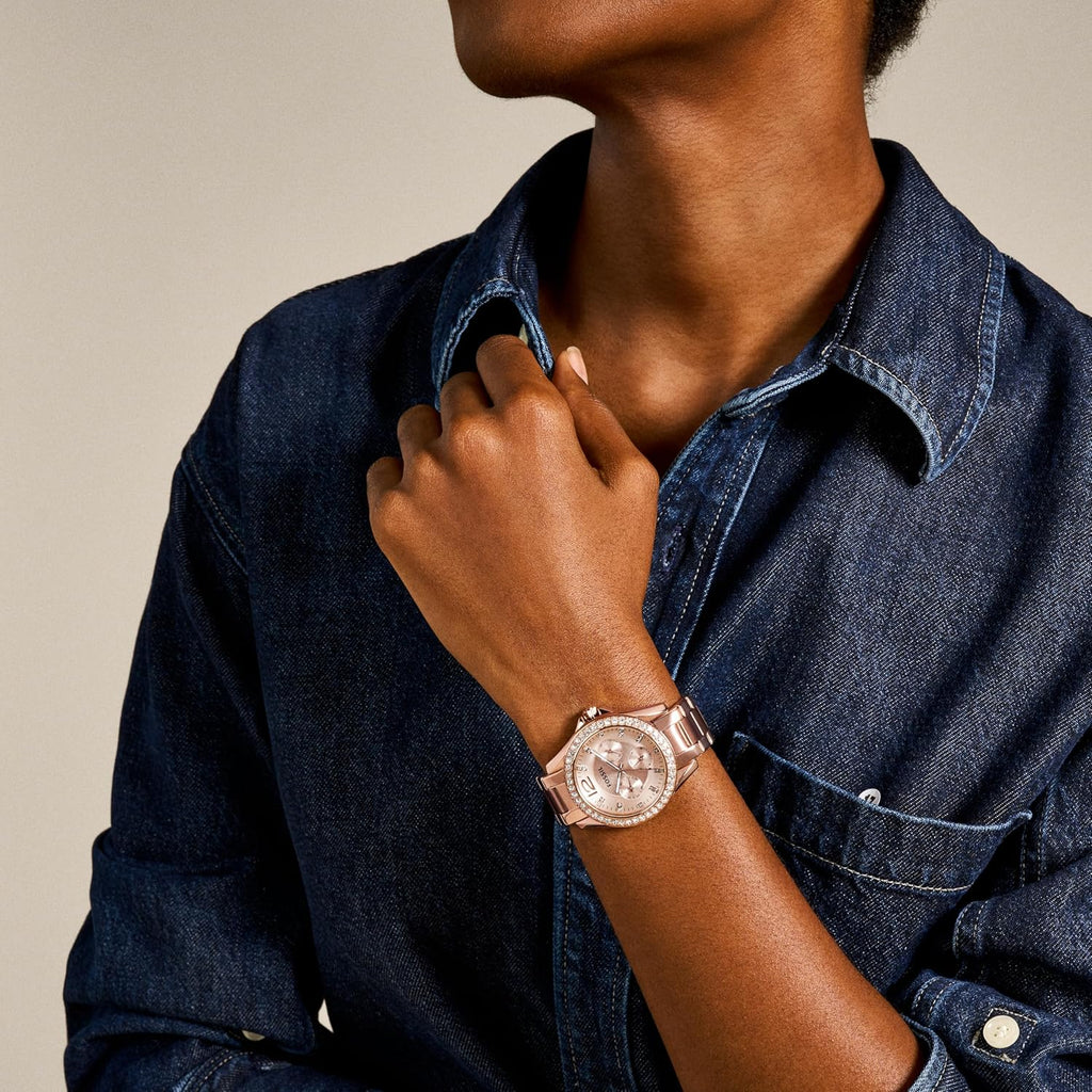 Fossil Women's Watch, Riley Quartz Stainless Steel Multifunction Watch for Women