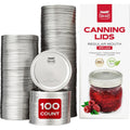 FORJARS - Canning Lids Regular Mouth, 100-Pack – Create Airtight Seals on Mason Jars to Preserve Food for Meal Prep & Food Storage – 2.7 In. Steel Lids with Silicone Seals – Canning Supplies