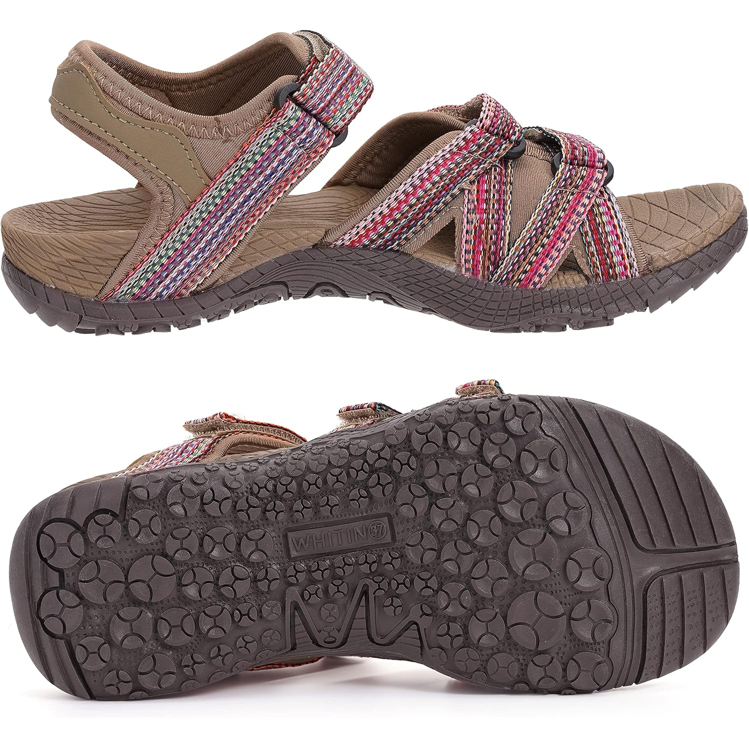 Whitin Women’S Hiking Sandals With Arch Support | Adjustable Hook And Loop Straps | Durable Sport Sandals For Outdoor Adventure