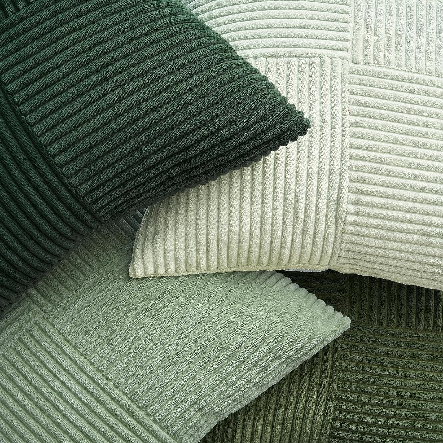 Topfinel Sagegreen Throw Pillow Covers 18X18 Inch Set Of 4,Boho Farmhouse Cozy Cushion Cover With Corduroy,Soft Accent Forest Green Pillow Covers For Couch,Bed,Living Room Home Decor