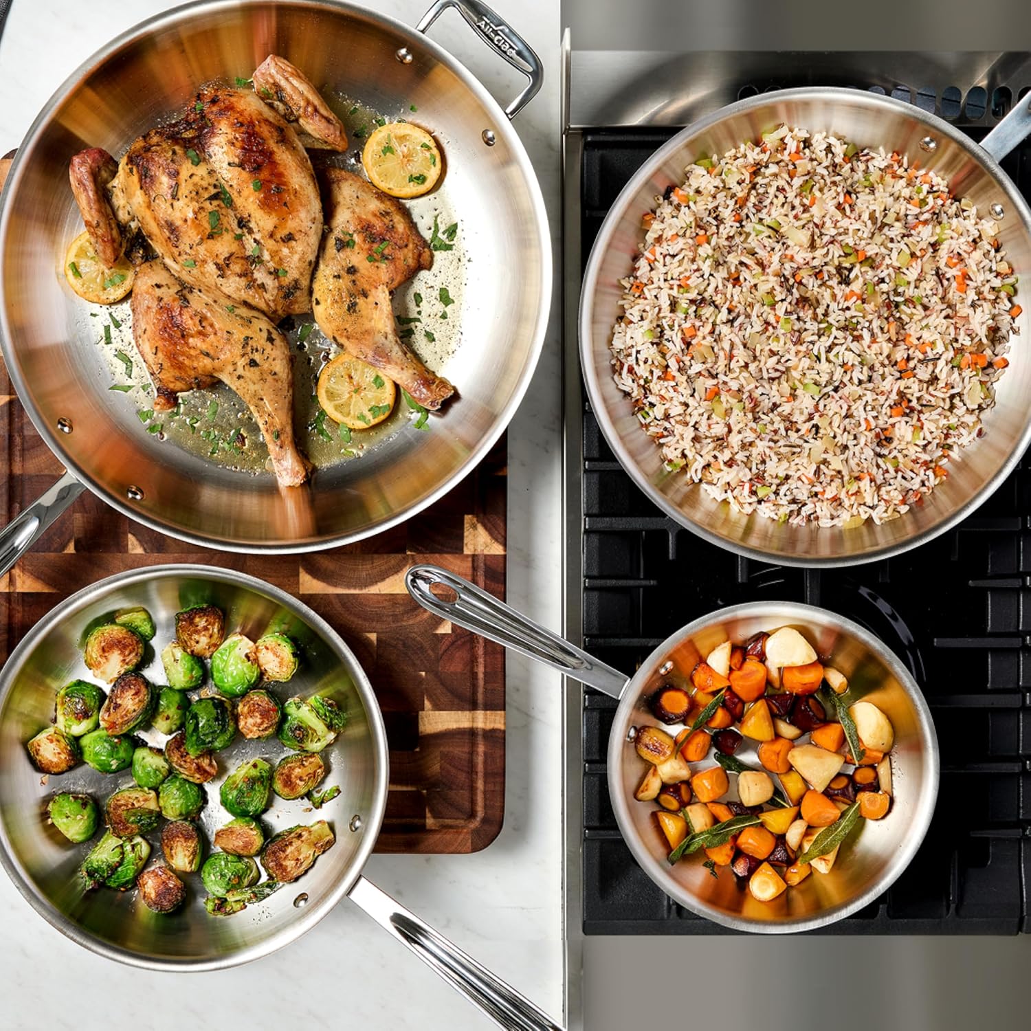 All-Clad D3® Stainless Steel 12 inch Frying Pan With Lid- Made in the USA- The Original Bonded Professional Cookware- Oven Safe & Induction Compatible