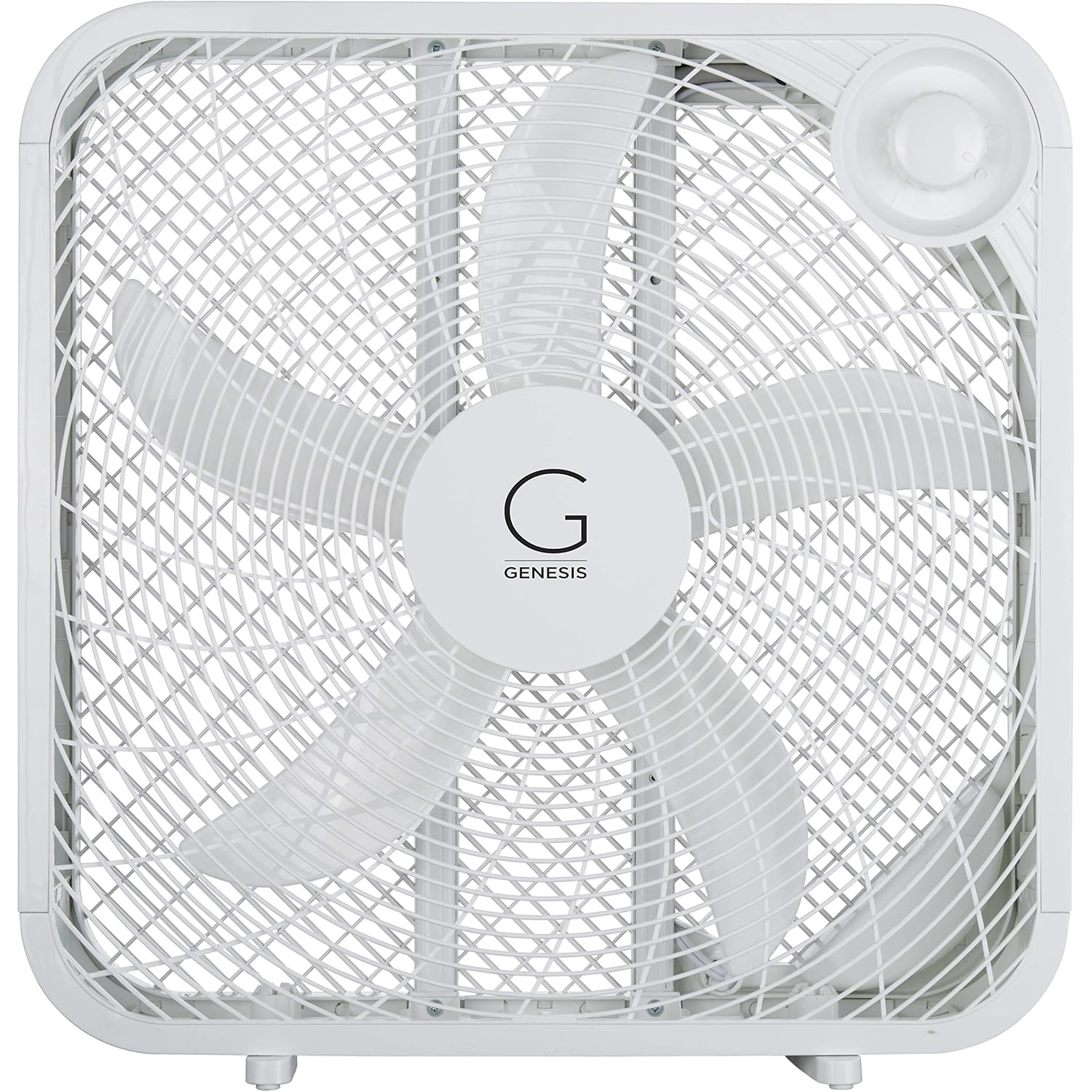 Genesis 20" Box Fan, 3 Settings, Max Cooling Technology, Carry Handle, White (G20Box-Wht)