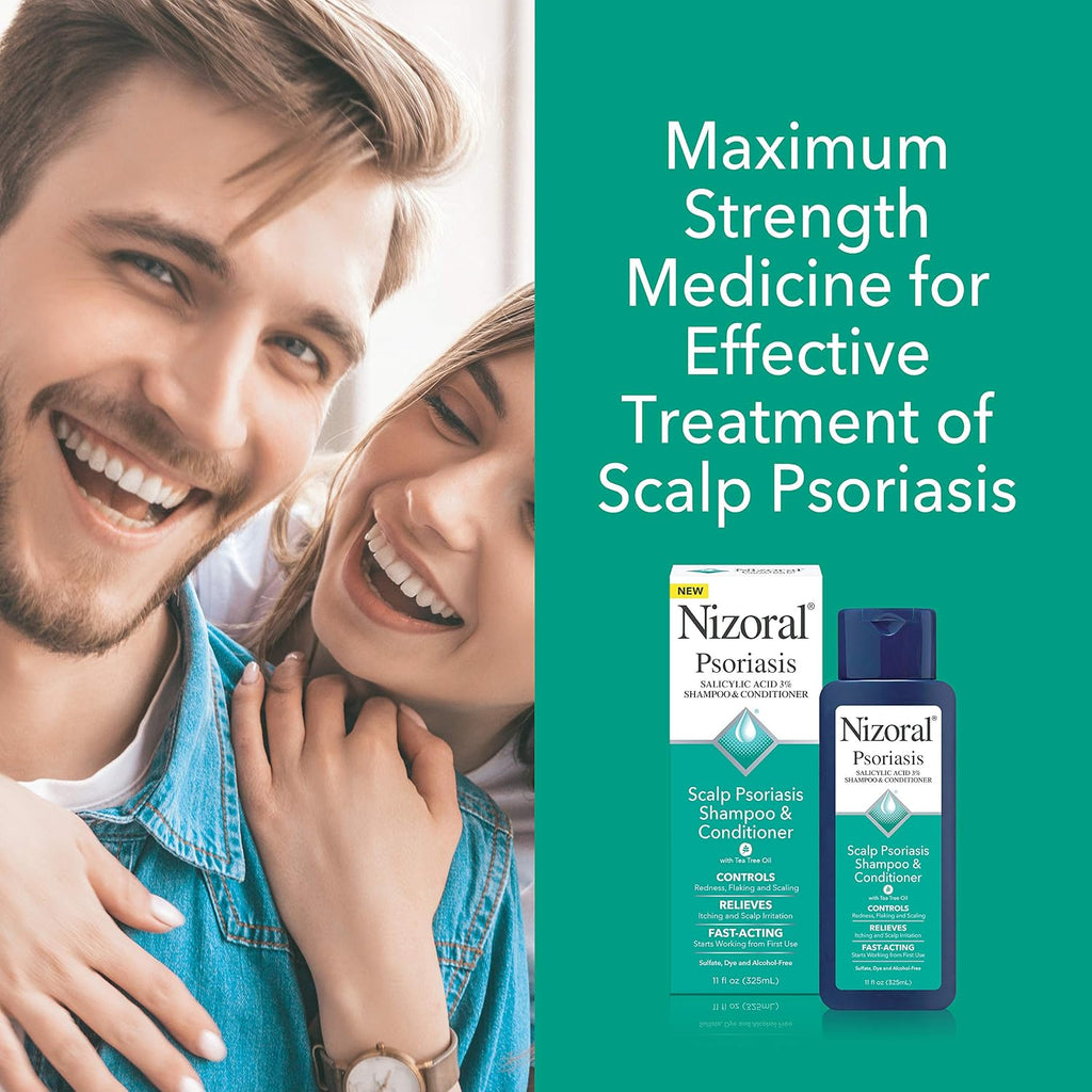Nizoral Psoriasis Shampoo & Conditioner, 11 Oz, Gentle Scalp Treatment, Relieves Itching And Flaking, Redness And Scaling Effective Scalp Psoriasis Shampoo With Salicylic Acid And Tea Tree Oil