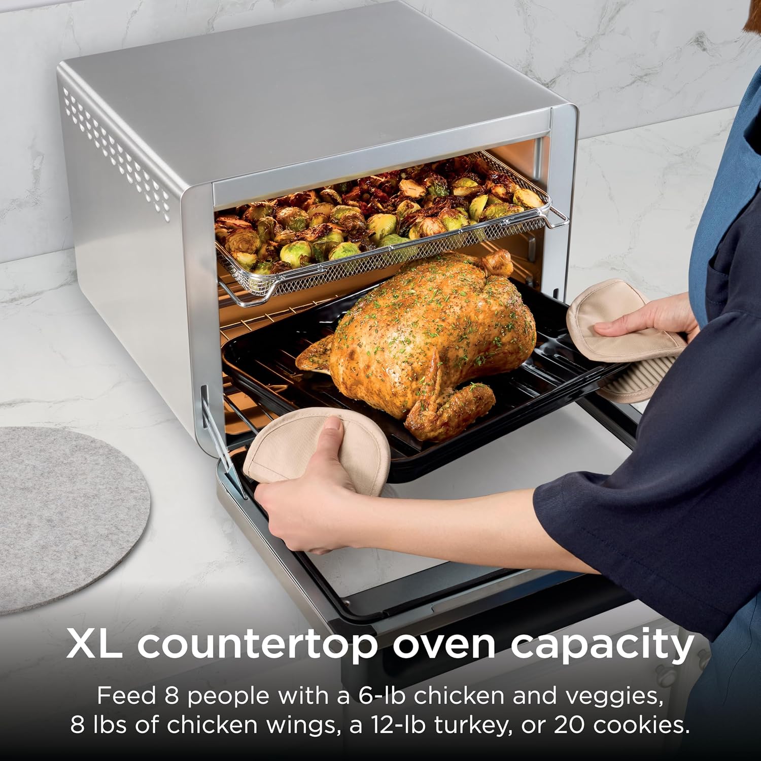 Ninja Air Fryer & Toaster Oven Combo | 10-In-1 Prestige Smart Xl Countertop Oven | Bake Up To 20 Cookies, Fit Up To A 12Lb Turkey | Pizza, Toast, Bake, Dehydrate | 1800 Watt | Stainless Steel | Dt501