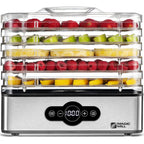 Magic Mill Food Dehydrator Machine | 5 Stackable Stainless Steel Trays, 48H Digital Adjustable Timer & Temperature Control Upto 167° Electric Dryer & Preserver For Jerky, Fruit, Dog Treats & Much More