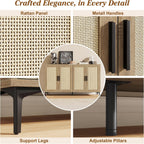 Jasiway Buffet Cabinet With Storage, 48" Rattan Coffee Bar Cabinet Station | Accent Sideboard With Adjustable Shelves, Credenza For Dining Room, Kitchen, Living Room, Entryway, Anti-Tip, Wood