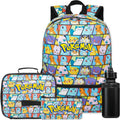 Get Trend Pokemon Boys Backpack 4 Piece Set | 18 In Bookbag With Insulated Lunch Bag, Zipped Pencil Case & Bpa-Free Water Bottle, Adjustable Padded Straps, Gifts For Boys