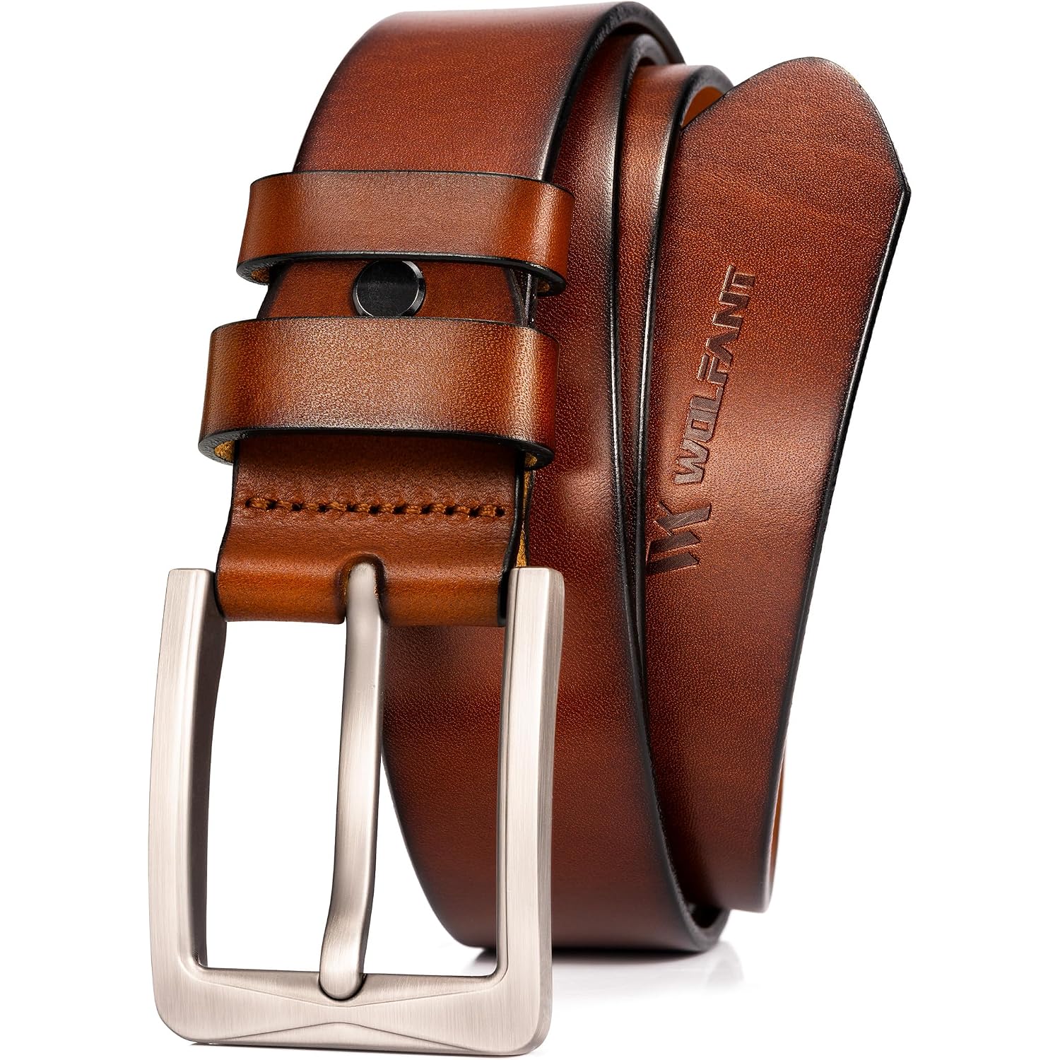 Wolfant 1.5" Full Grain Leather Belt For Men In Gift Box,100% Italian Real Solid Leather