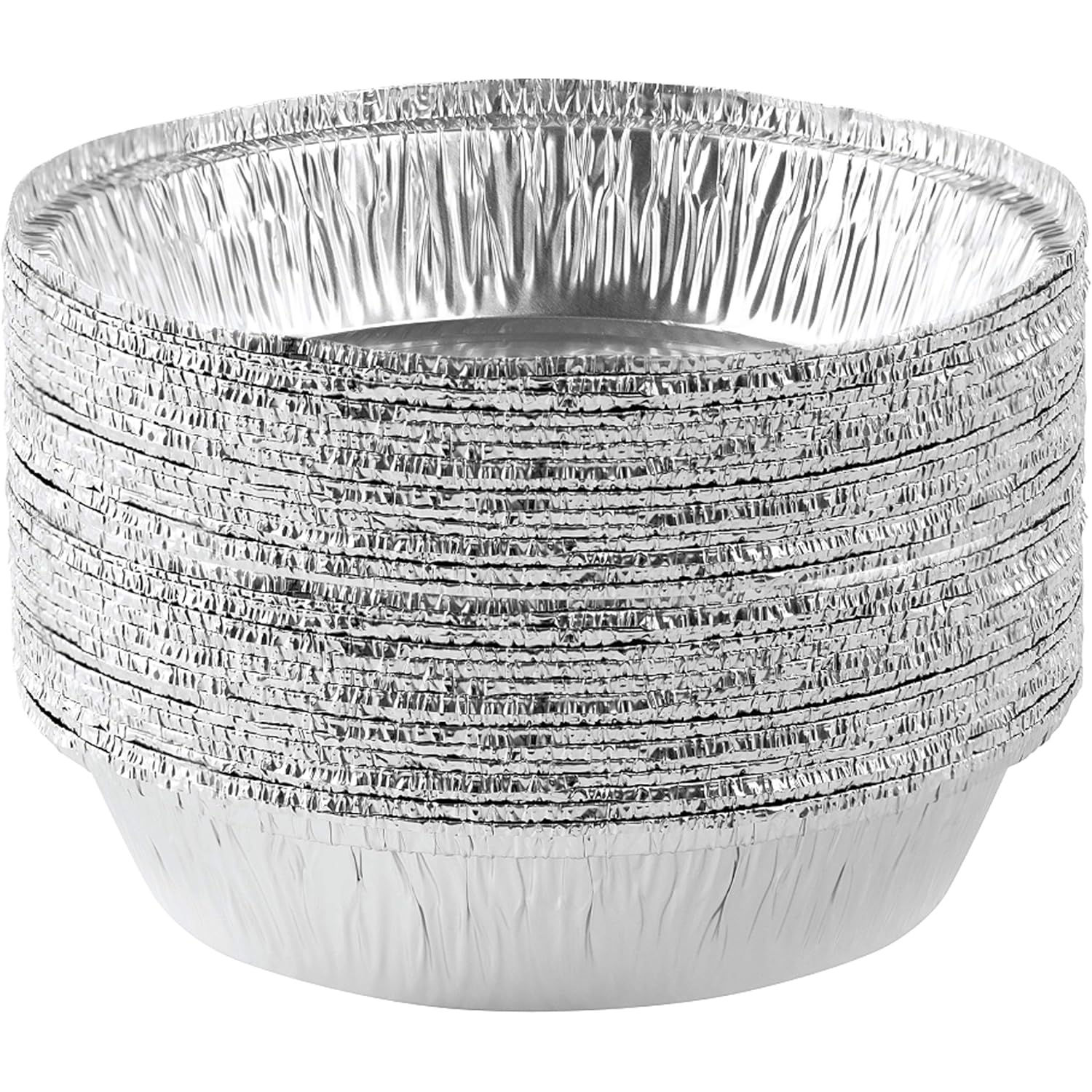 PLASTICPRO 7'' Inch Round Tin Foil Pans Disposable Aluminum, Freezer & Oven Safe - For Baking, Cooking, Storage, Roasting, & Reheating, Pack of 20
