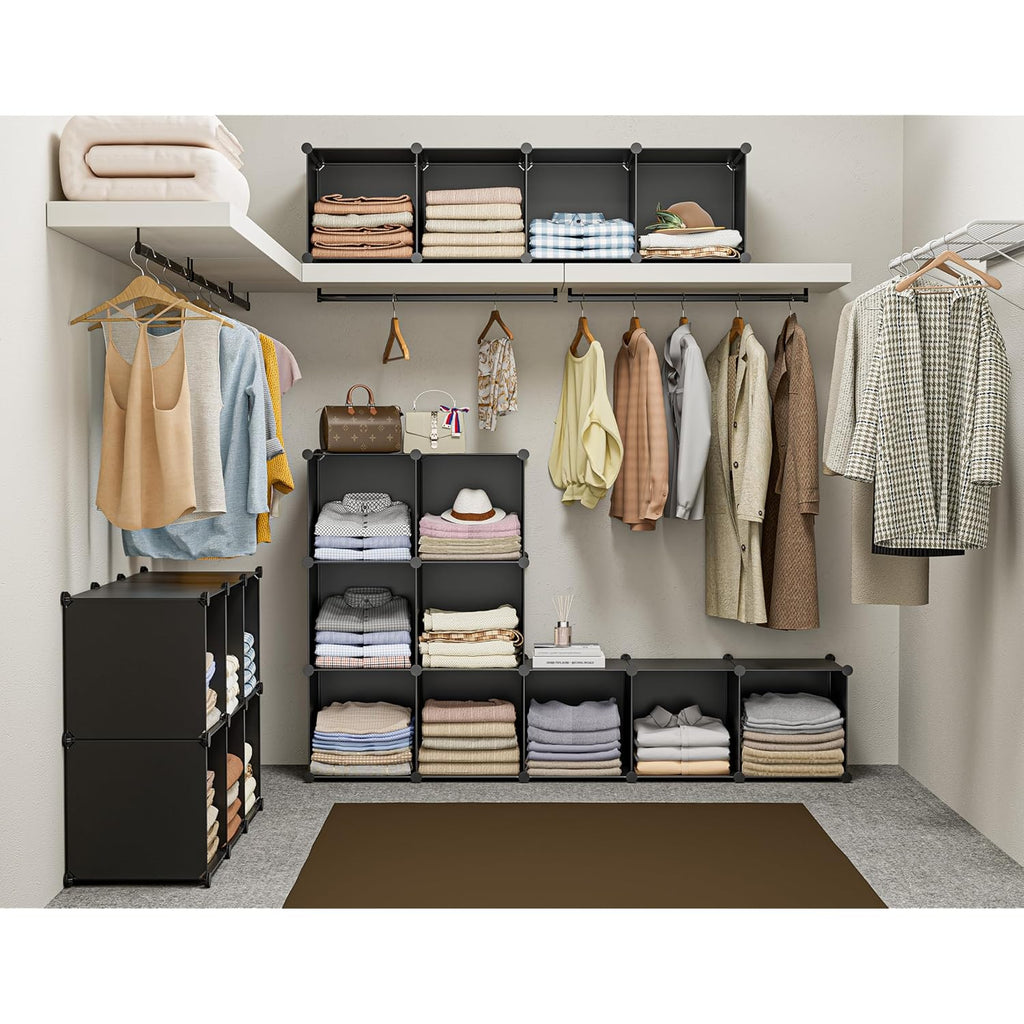 6-Cube Storage Organizer, Closet Organizer Storage Cabinet Shelf Bookcase Bookshelf with Metal Hammer, Storage Cubes Organizer Cabinet for Kids, Closet, Bedroom, Bathroom(11.8x11.8x11.8 inch)Black