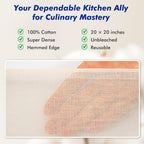 8 Pcs Reusable Cheesecloth, Grade 100, 20X20 Inch Hemmed Cheese Cloth For Straining Craft, 100% Cotton Unbleached Cloth Strainer For Cooking, Baking, Juicing, Cheese Making