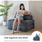 Maxyoyo Folding Sofa Bed, Convertible Chair With Pillow Foldable Couch With Back Support, Portable Fold Out Chair Bed Comfy Floor Sofa Lounge For Living Room Bedroom, Dark Grey, Single